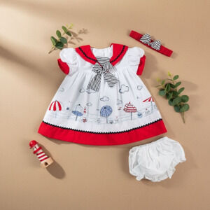 New Baby Girl Dress Set with matching headband underwear size 3 to 6 months